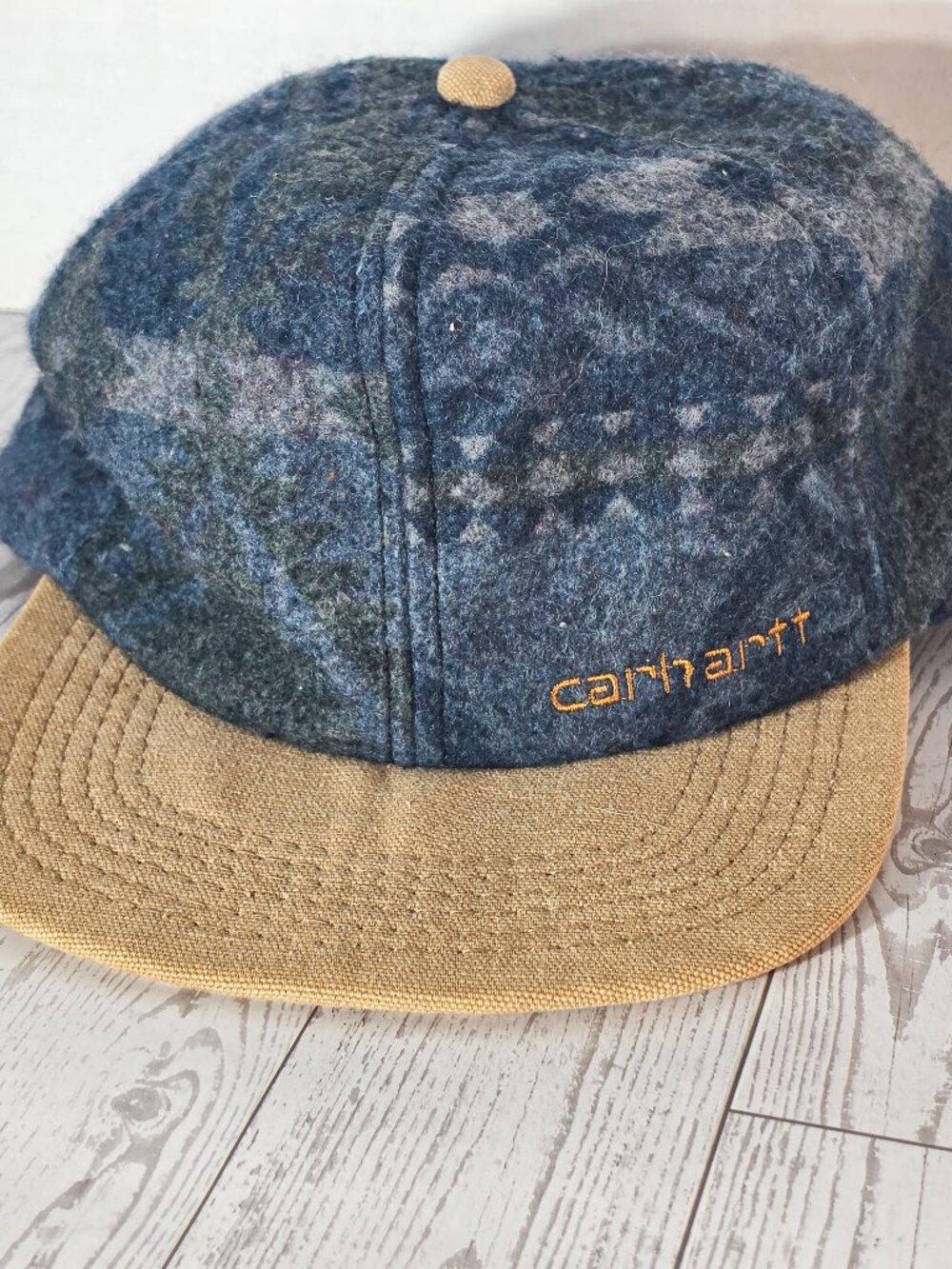 Vtg Carhartt Hat Southwest Snapback Blue Geometric USA Made Workwear Cap 90s